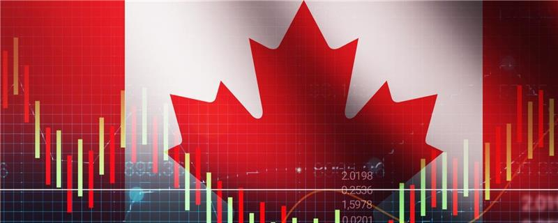 Canadian flag and market data.